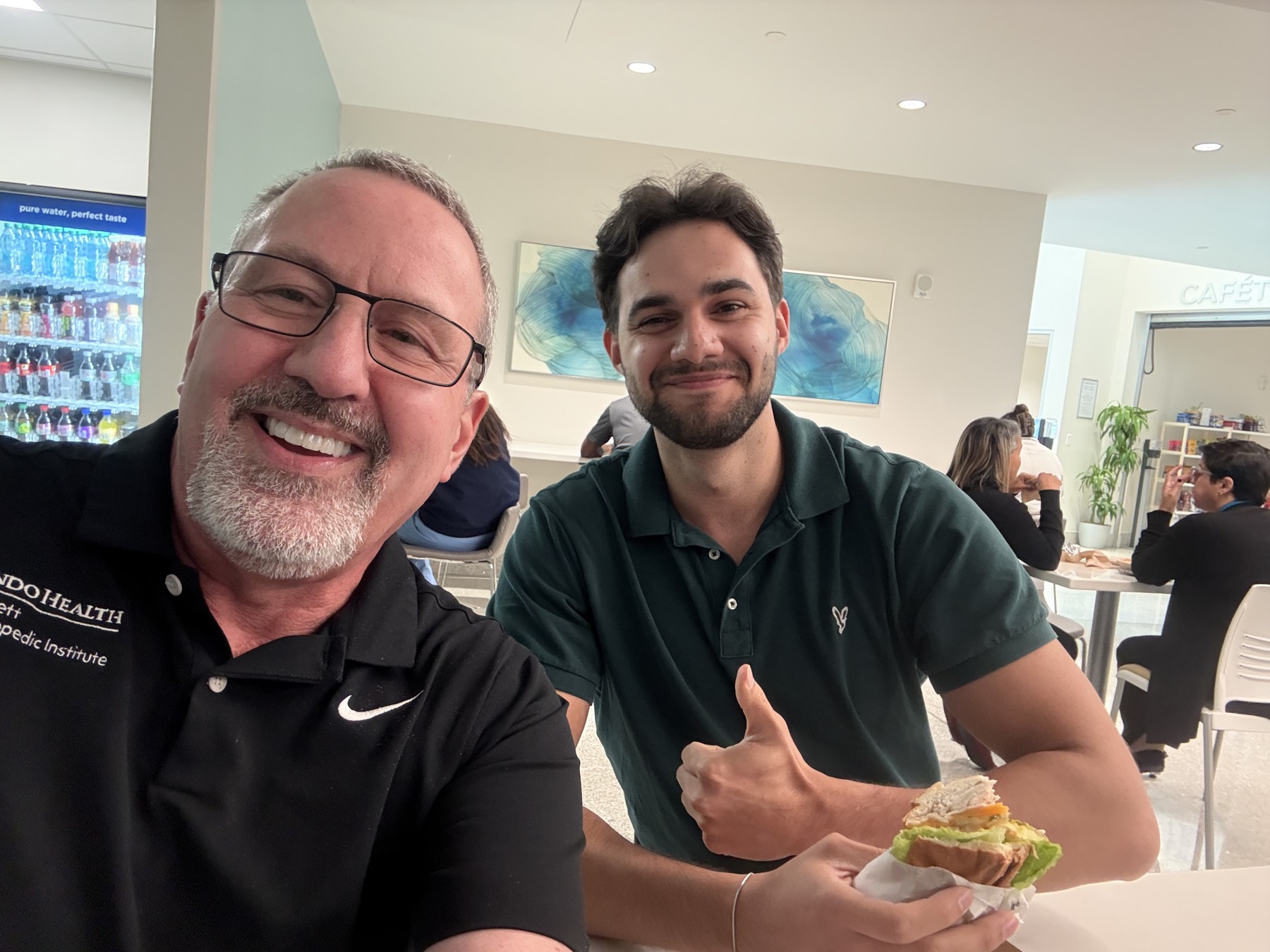 Catching a quick lunch break at the cafeteria (pictured: Diego Silva-Mendoza).